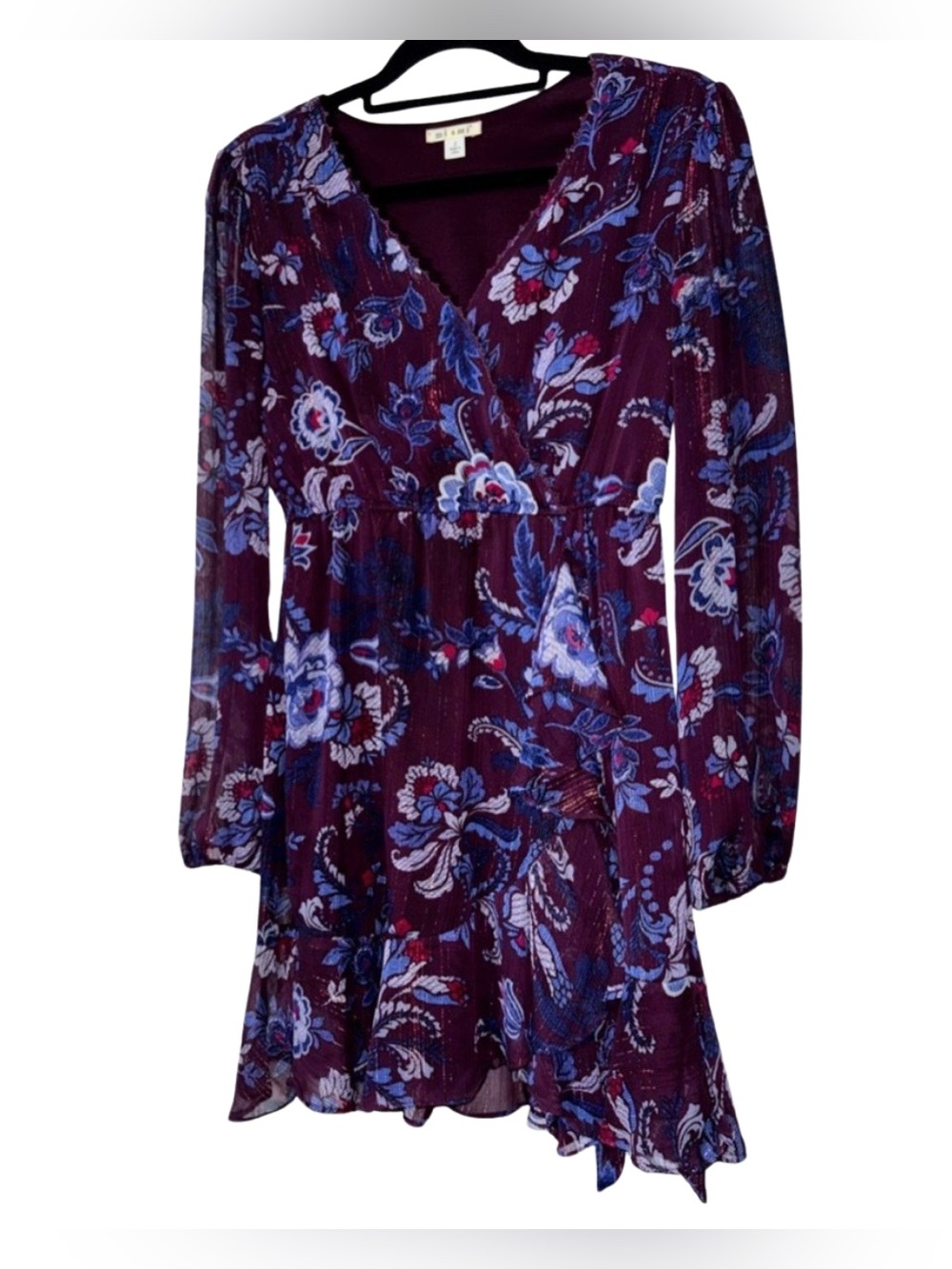 Miami Purple Floral Long Sleeve Dress